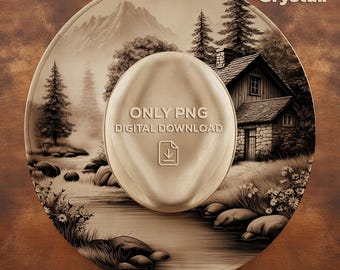 Mountain Cabin Hat Burning Design Wide Brim Hat Template Burned Hat PNG Pyrography Hat Design Commercial Use