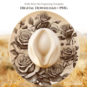 Rose Floral Hat Burning Design, Laser Engraving Hat File, Wide Brim PNG, Burned Hat Templates, Hat Engraving Template