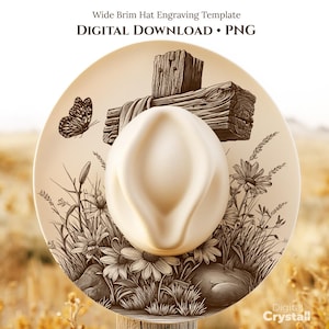 Wooden Cross Hat Burning Design, Wide Brim Hat Template, Burned Hat Templates, Laser Engraving PNG