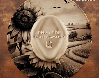 Sunflower Farm Hat Burning Design, Wide Brim Hat Template, Pyrography Hat Design, Hat Engraving Template, Hat Burning PNG