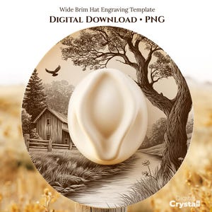 Cappello con disegno di fienile, albero e aquila che brucia, file per incisione laser, tesa larga PNG, modelli per cappelli bruciati, modello per incisione di cappelli