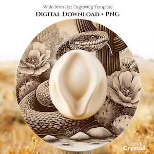 Snake & Desert Flowers Hat Burning Design, Hat Engraving Template, Laser Engraving Hat File, Burned Hat Templates