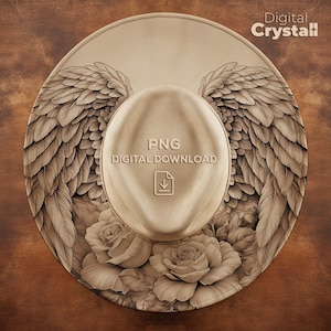 Engelsflügel und Rosen Hut Brennen Design, Hut Vorlage mit breiter Krempe, Laser Gravur Hut Datei, Hut Krempe Vorlage, Hut Brennen PNG