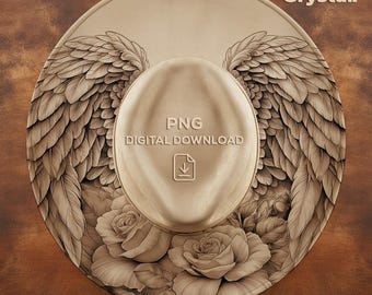 Angel Wings and Roses Hat Burning Design, Wide Brim Hat Template, Laser Engraving Hat File, Hat Brim Template, Hat Burning PNG