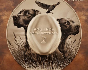 Hunting Dogs with Bird Hat Burning Design, Wide Brim Hat Template, Burned Hat Patterns, Hat Burning PNG File, Brim Hat Engraving