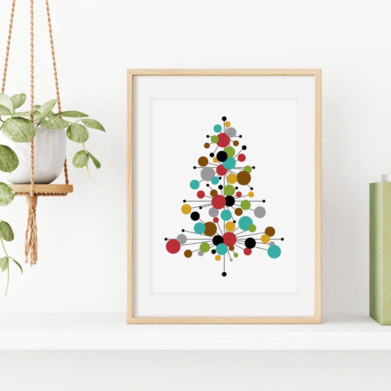Mid Century Modern Christmas Tree Printable Wall Art Digital Etsy