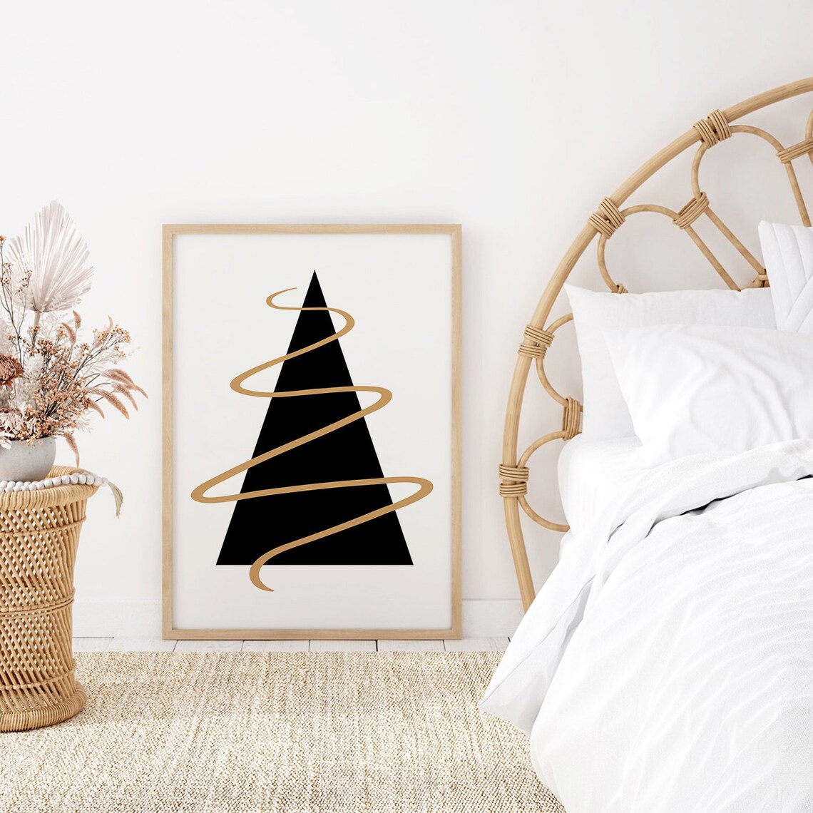 Black Modern Christmas tree wall art Printable Wall Art Etsy