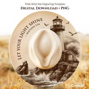 Lighthouse Bible Verse Hat Burning Design Matthew 5:16, Wide Brim Hat Pattern, Engraving PNG