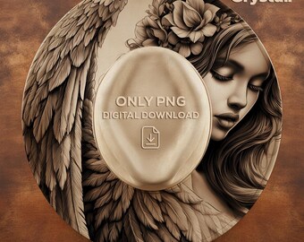 Angel Woman Wide Brim Hat Template Burned Hat PNG Pyrography Hat Design Pattern Commercial Use