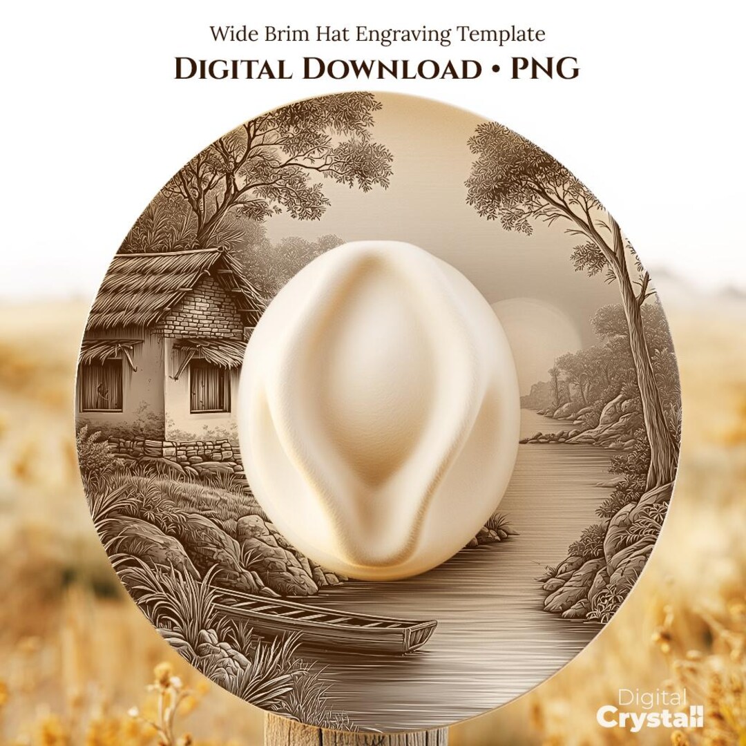 Sample Hat Files Riverside Cottage Hat Burning Design, Wide Brim Hat Template, Laser ...