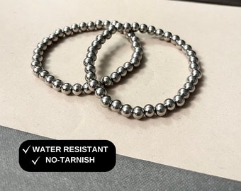 Stainless Steel Bracelet | Stainless Steel Beaded Bracelet | Silver Beaded Bracelet | Waterproof no tarnish | 6MM bead | unisex jewelry gift