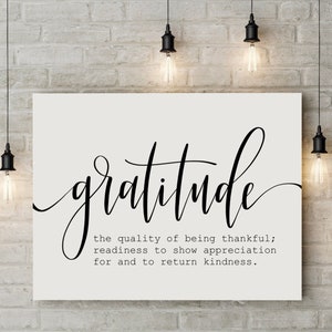 Gratitude Definición Descarga Instantánea / Carta a mano Imprimible / Cotizaciones de decoración del hogar / Grateful / Otoño Otoño Otoño Decor
