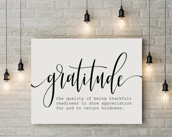 Gratitude Definition Instant Download | Hand Lettered Printable | Home Decor Quotes | Grateful | Autumn Fall Thanksgiving Decor