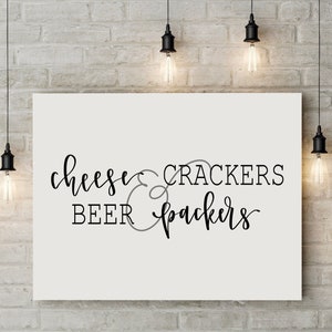 Green Bay Packers Descarga instantánea / Carta a mano imprimible / Queso y galletas cerveza y empacadores / Fútbol / Decoración