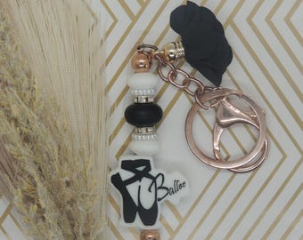 Black Ballet Shoe Beaded Keychain