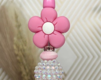 Pink Flower Focal Beaded Ink Pen