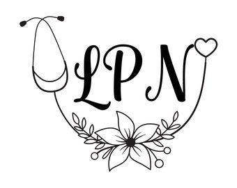 LPN Stethoscope with Flowers SVG