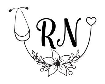 RN Stethoscope with Flowers SVG
