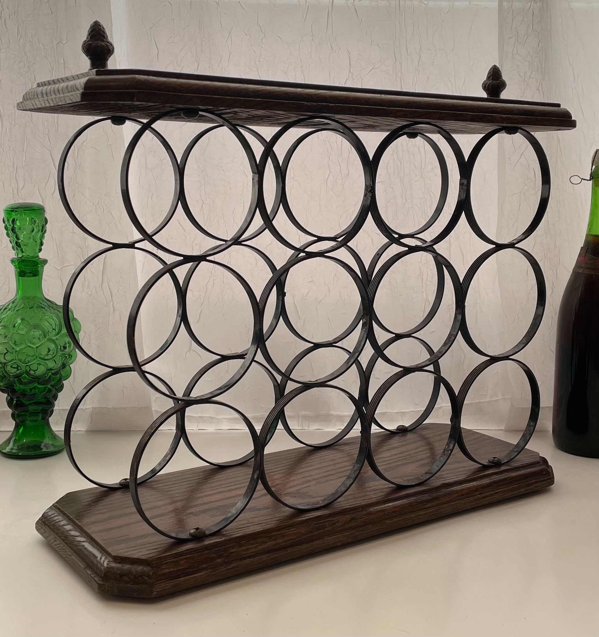 Vintage Wood Counter Top Wine Rack Wood Top and Base Holds Etsy