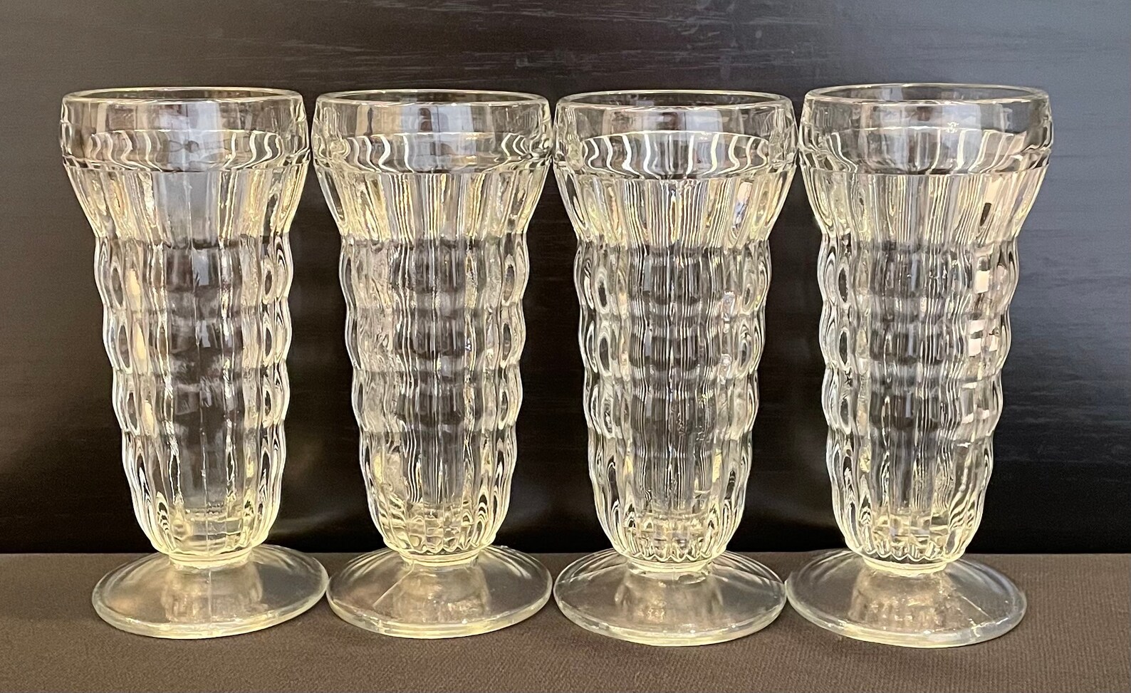 Sets of 4 Vintage Soda Fountain Glasses 8 oz Milkshake Ice Etsy