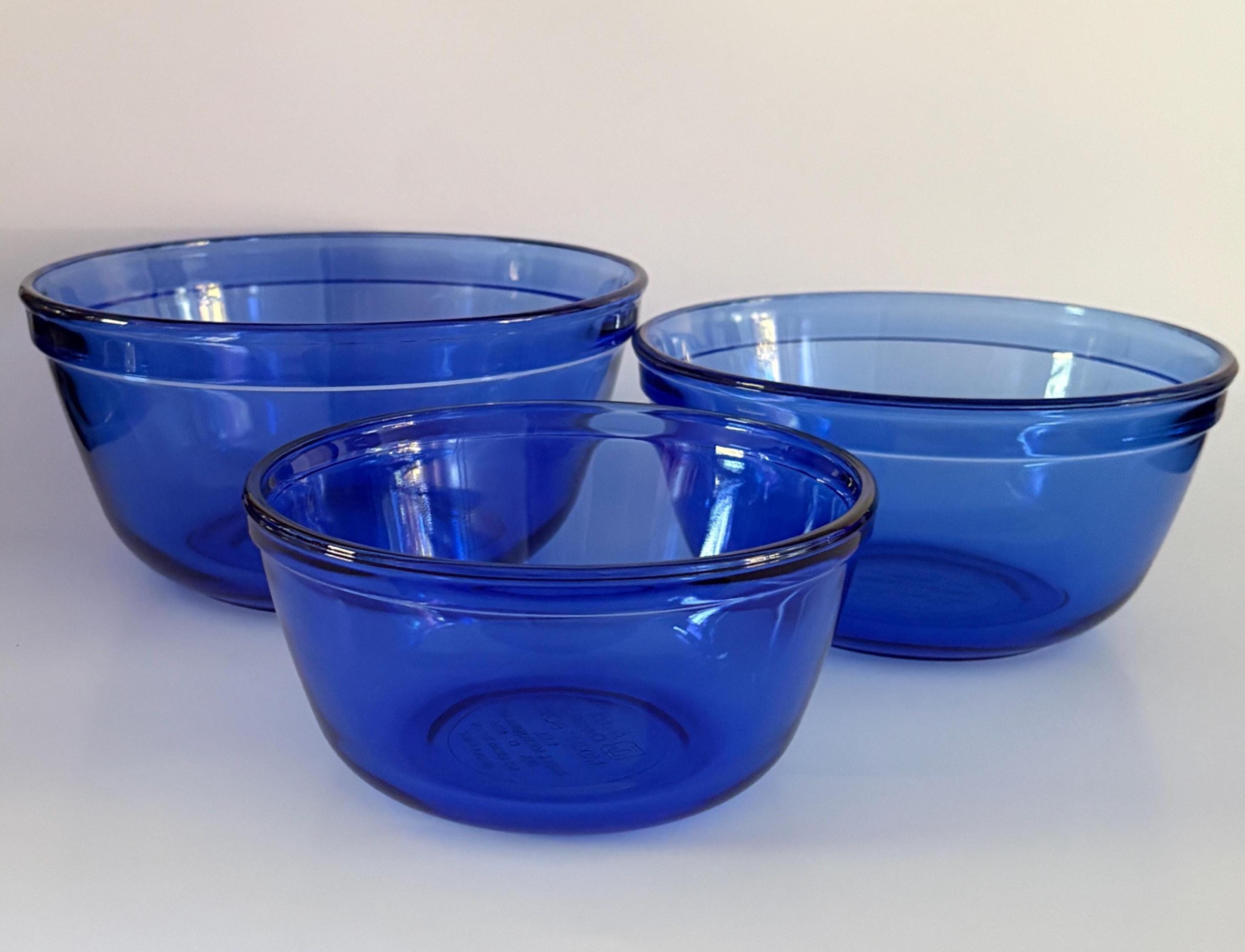 Anchor Hocking Cobalt Blue Mixing Bowls - Etsy