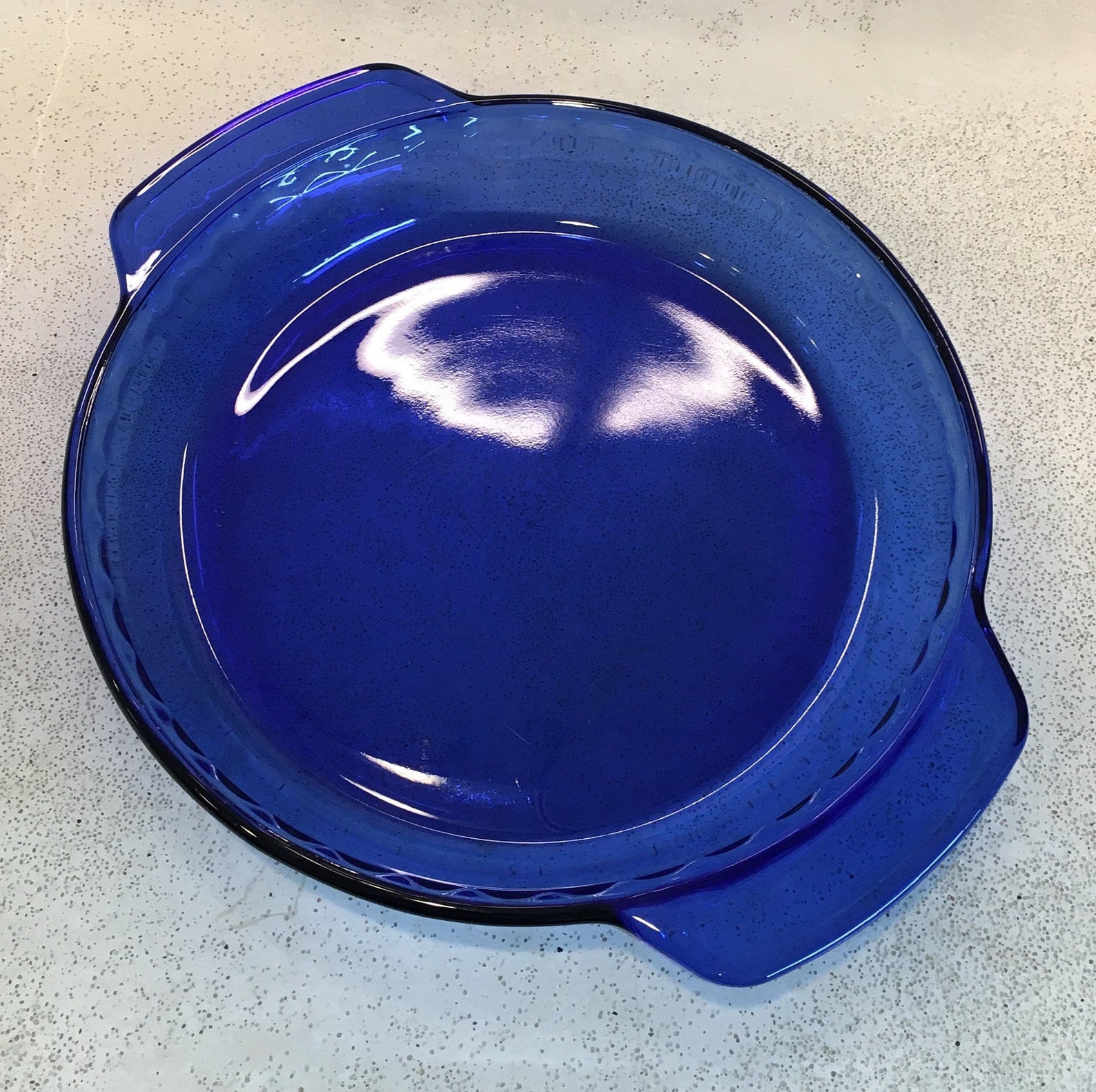 Vintage Cobalt Blue Anchor Hoking Fluted Glass Pie Plate Etsy