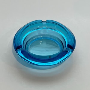 Vintage Ash Tray Blue Glass 4 1/4&quot; Wide x 1 1/3&quot; Deep