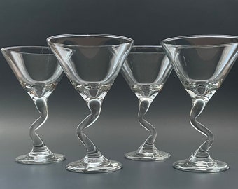 4 Vintage Libbey Z Stem Martini Glasses 6 ounce Martinis - Vintage Cocktail Set - Vintage Barware Gift for Mom