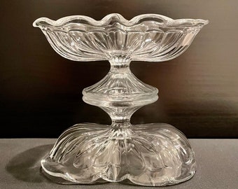 Sets of 2 Vintage Ice Cream Sunday Dish - Wavy Top Clear Glass Dessert Cups Perfect for Yogurt Parfaits Sorbets