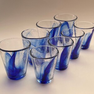 Set Of 6 Bormioli Rocco Murano Cobalt Blue Swirl Glasses