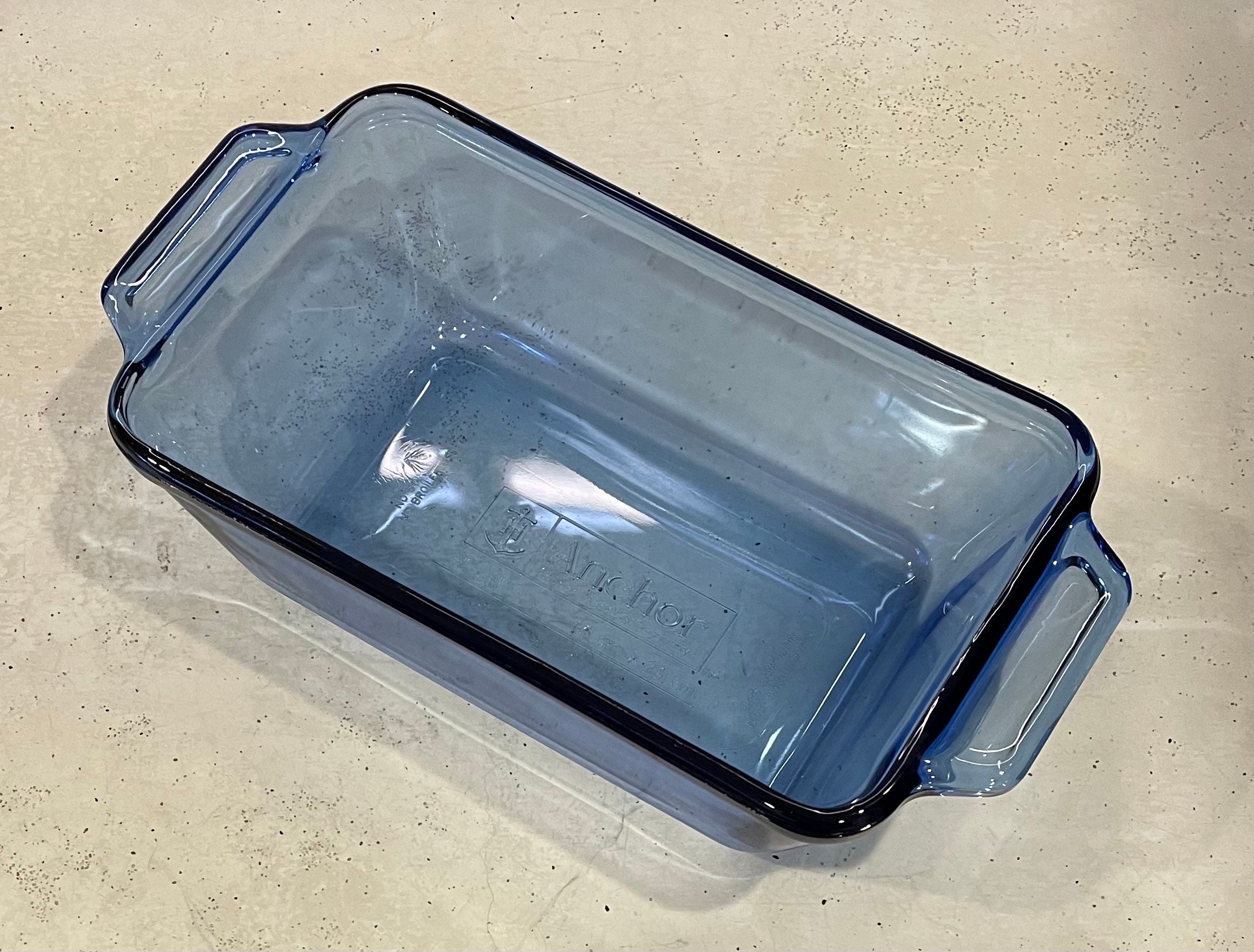 Blue Vintage Anchor Hocking Blue Glass Loaf Pan Glass Bread