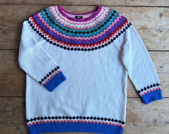 Soft Vintage Talbots Fair Isle Lambswool Sweater - Petite Large Quarter Sleeve Pullover