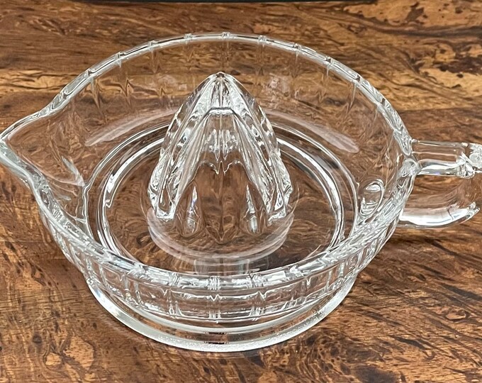 5 Vintage Ribbed Glass Citrus Juicer With Handle Lemon Squeezer Make