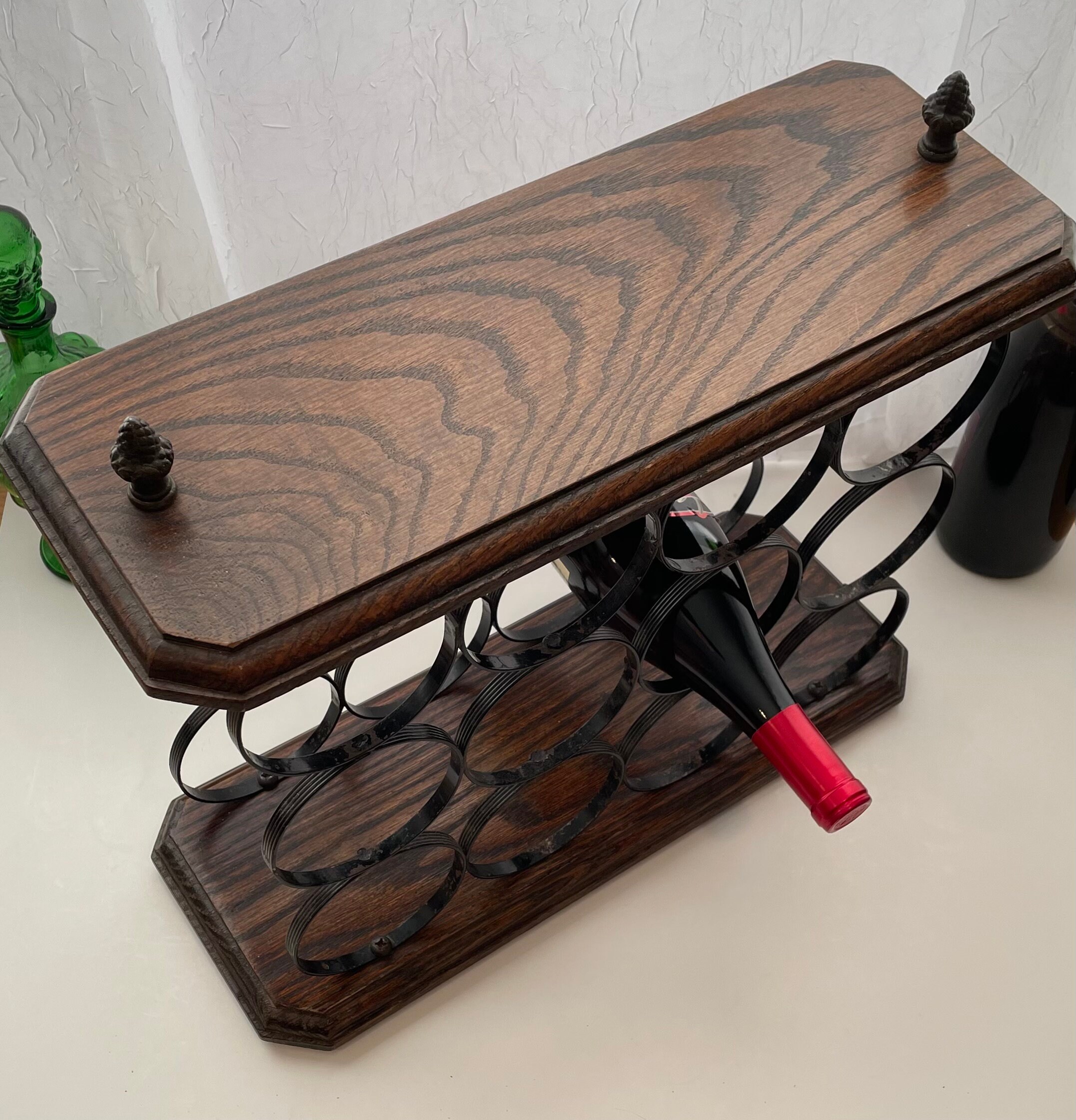 Vintage Wood Counter Top Wine Rack Wood Top and Base Holds Etsy