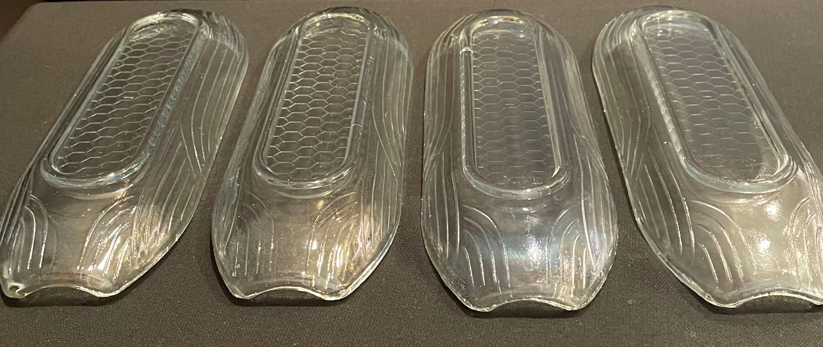 Set of 4 Corn on the Cob Holder Clear Glass Corn Serving Trays Etsy