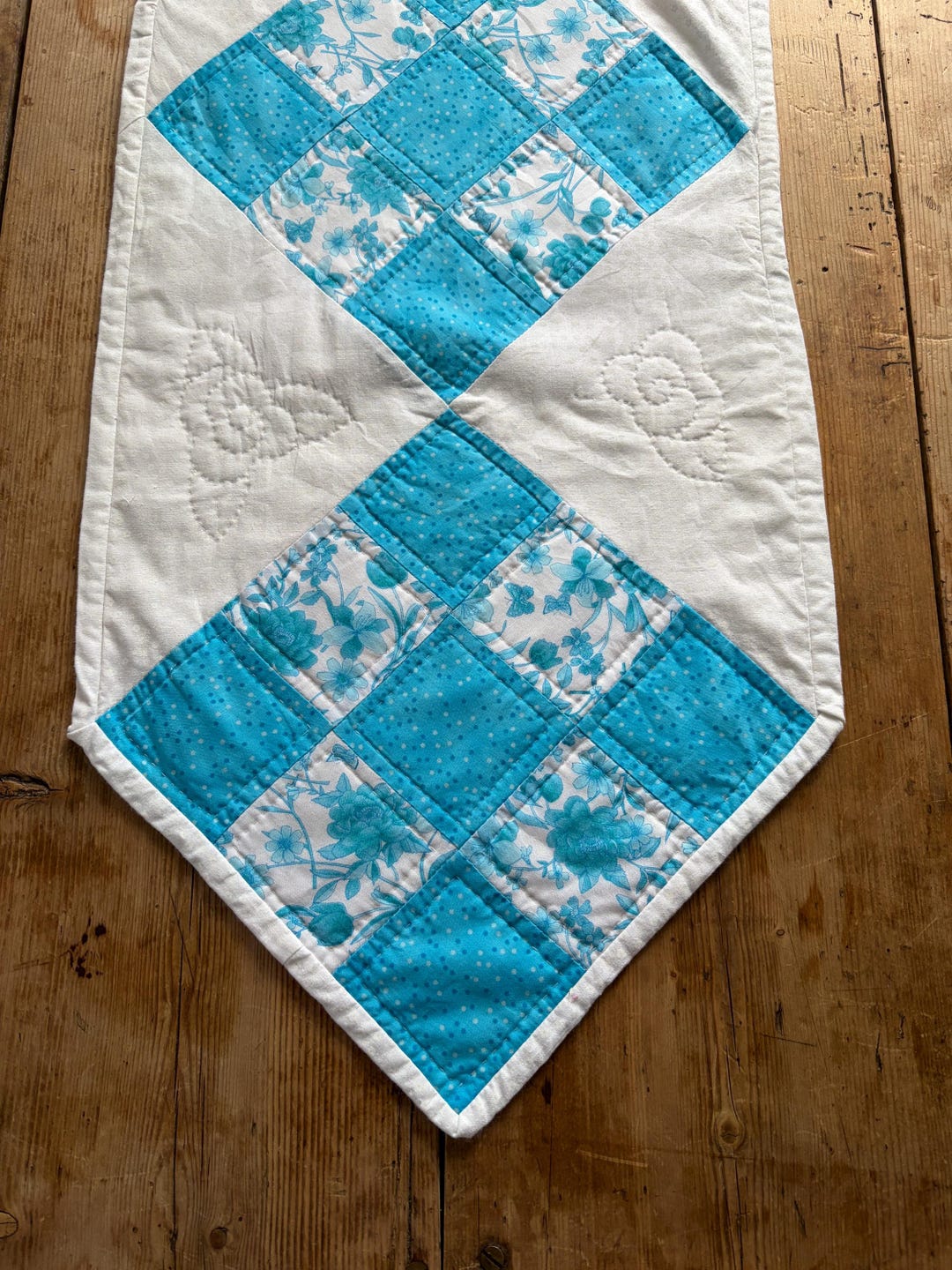 Vintage Quilted Table Runner Blue and White 1990's Quilt Centerpiece - Etsy