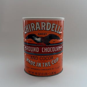 Vintage Ghirardelli Chocolate Can - 6.5" Tall Cocoa Canister