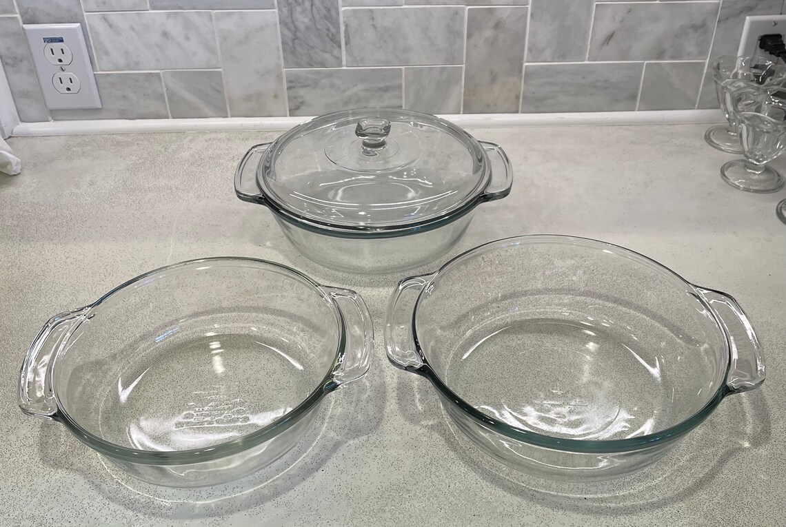 Vintage Anchor Hocking Clear Glass Casserole Dish 1.5 and 2 Etsy