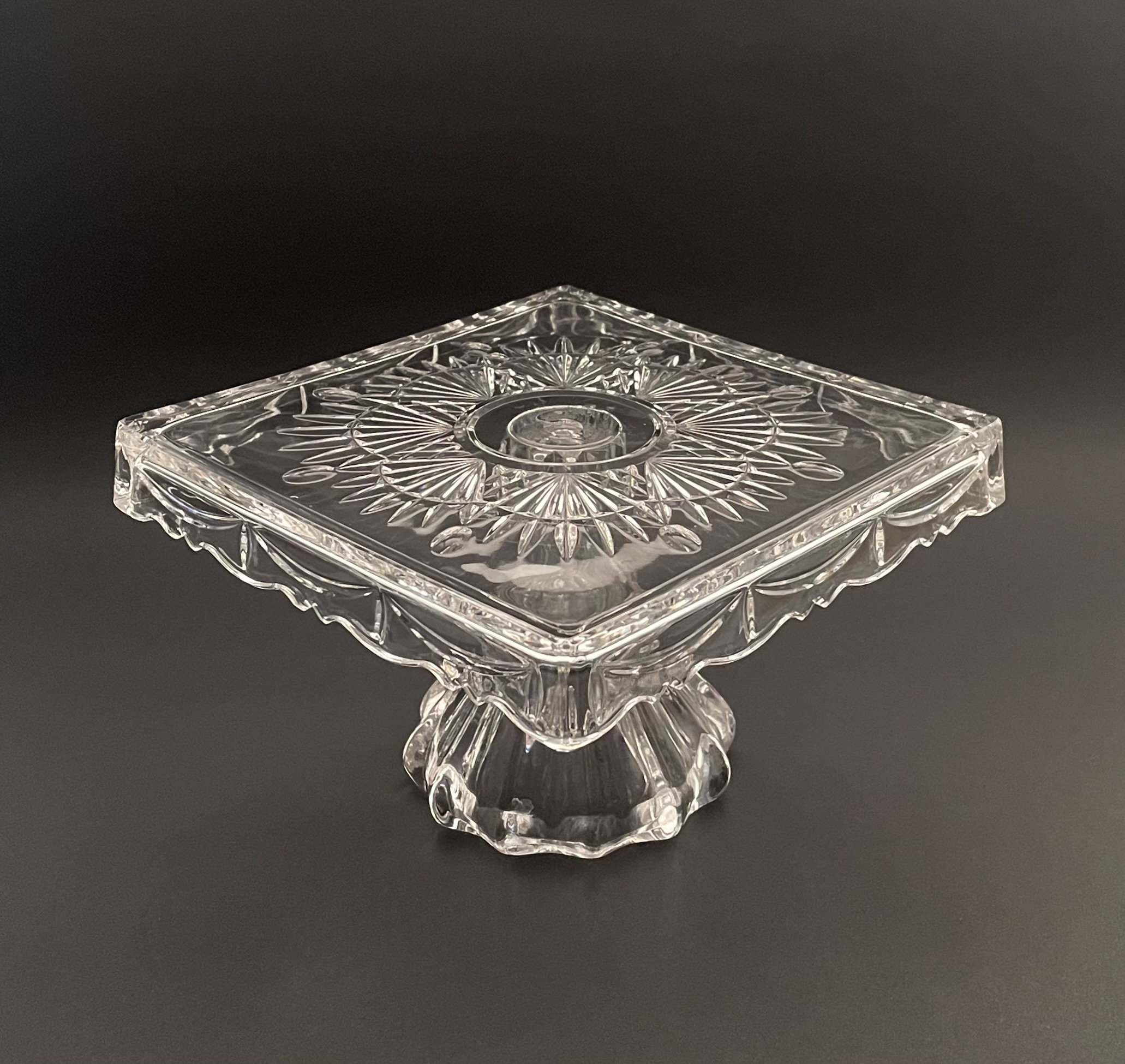 Vintage Shannon Godinger Lead Crystal Pedestal Cake Stand Heavy