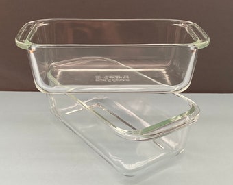 2 Vintage Pyrex Clear Glass Bread Loaf Pans: Set of Two, 1960s