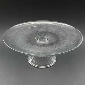 Vintage Cake Stand Anchor Hocking Monaco Ribbed Clear Glass Pedestal Cake Stand - 10 3/4&quot; x 4 1/4&quot; Tall Wedding Cake Display