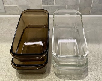 Vintage Pyrex 213 Glass Bread Loaf Pan - Choose From Fireside Amber Brown or Clear Glass - 8 x 5 x 2.5 - 70' Pyrex Glass Bread Baking Dish