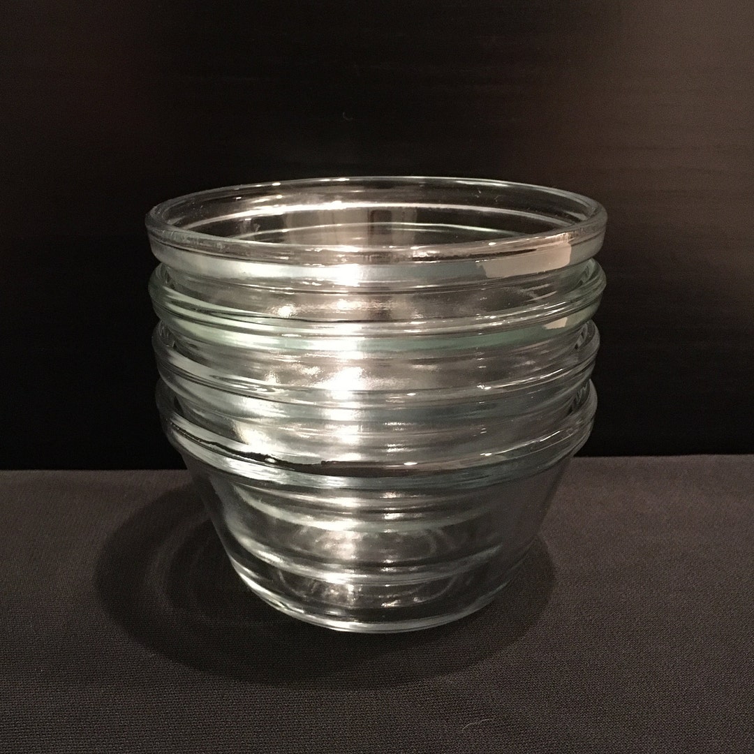 Set of 4 Vintage Anchor Hocking Clear Glass Ramekin Custard Cup Small