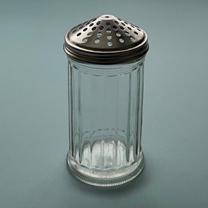 Vintage Glass Sugar Shaker with Metal Top Made in Chicago Perfect Farmhouse Kitchen Decor