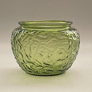 Vintage E. O. Brody Co. Green Glass Flower Vase with Crinkle Texture Made in Cleveland in the 1960&#39;s