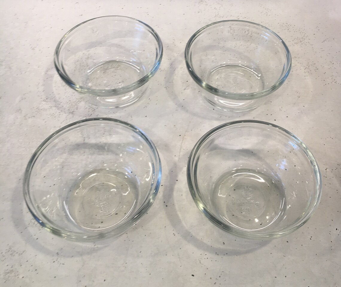 Set of 4 Vintage Anchor Hocking Clear Glass Ramekin Custard Etsy