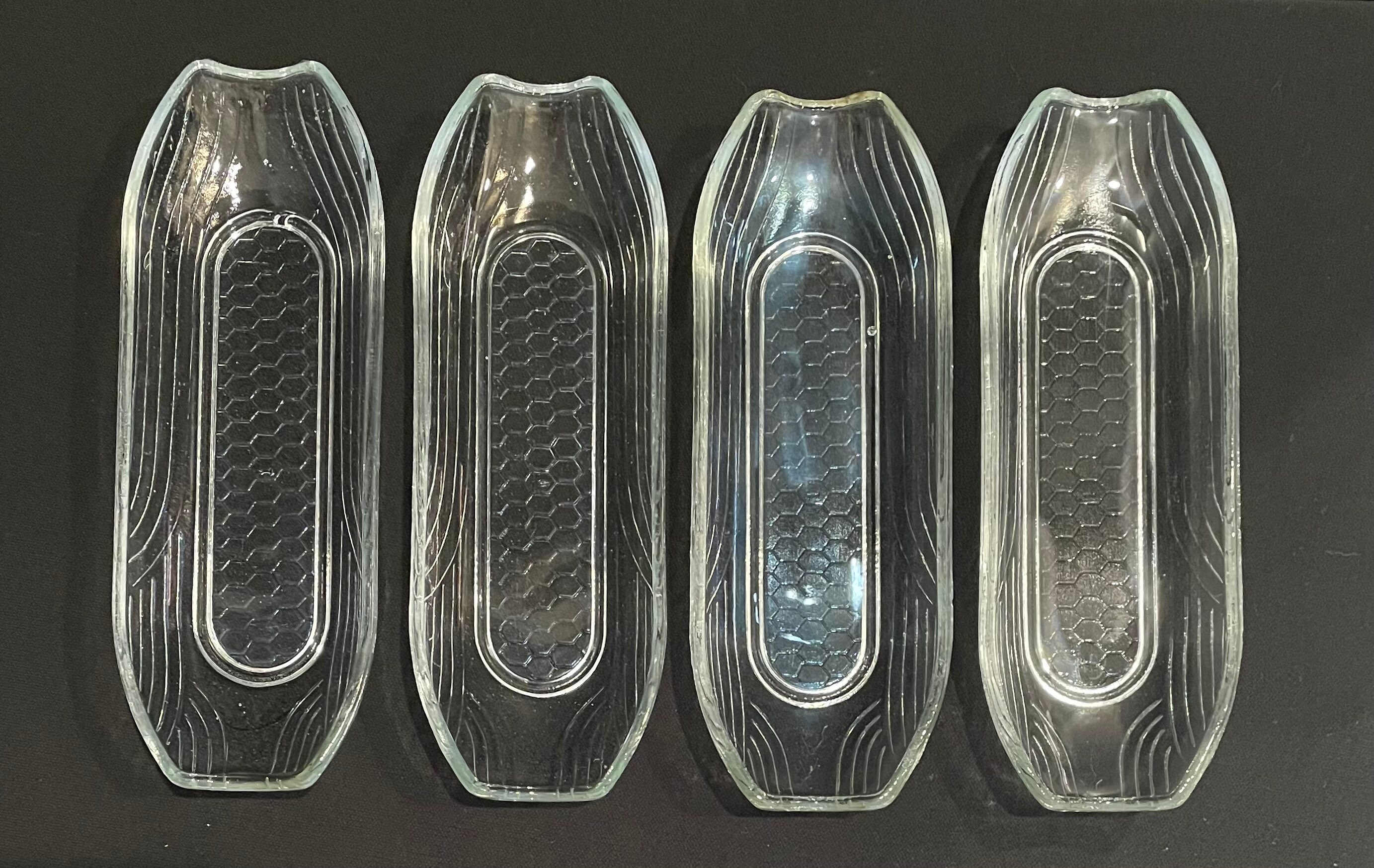 Set of 4 Corn on the Cob Holder Clear Glass Corn Serving Trays Etsy