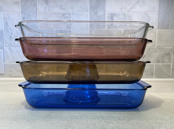 Pyrex - 3 Cup Baking Dish - 7 x 5 x 1.5 - Blue Tinted Glass