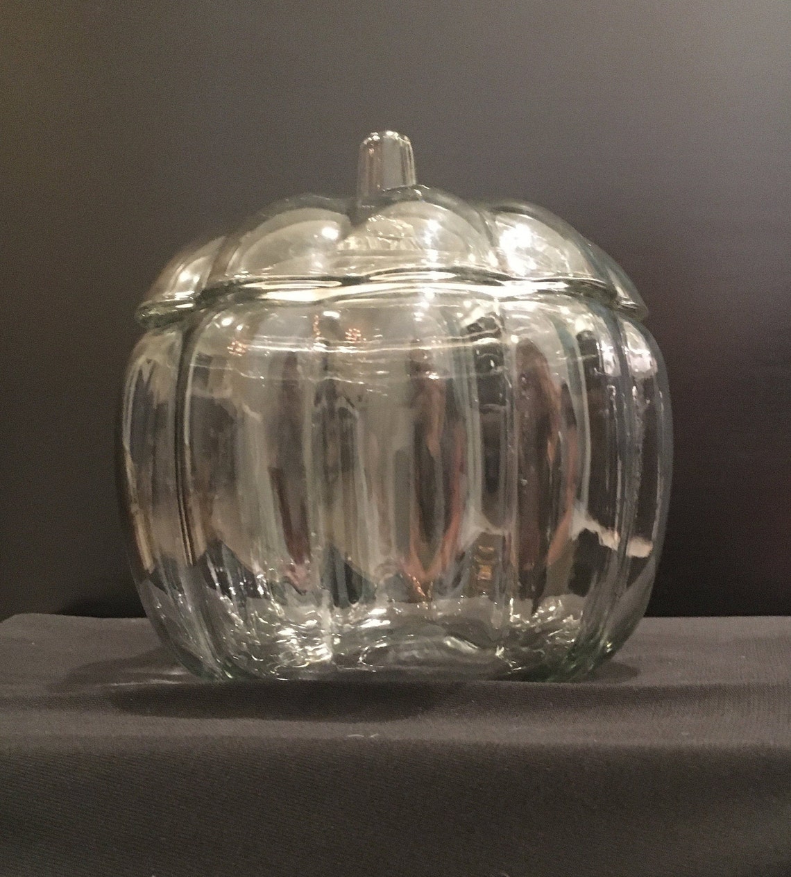 Clear Glass Pumpkin Cookie Jar Kitchen Canister or Candy Dish. Etsy