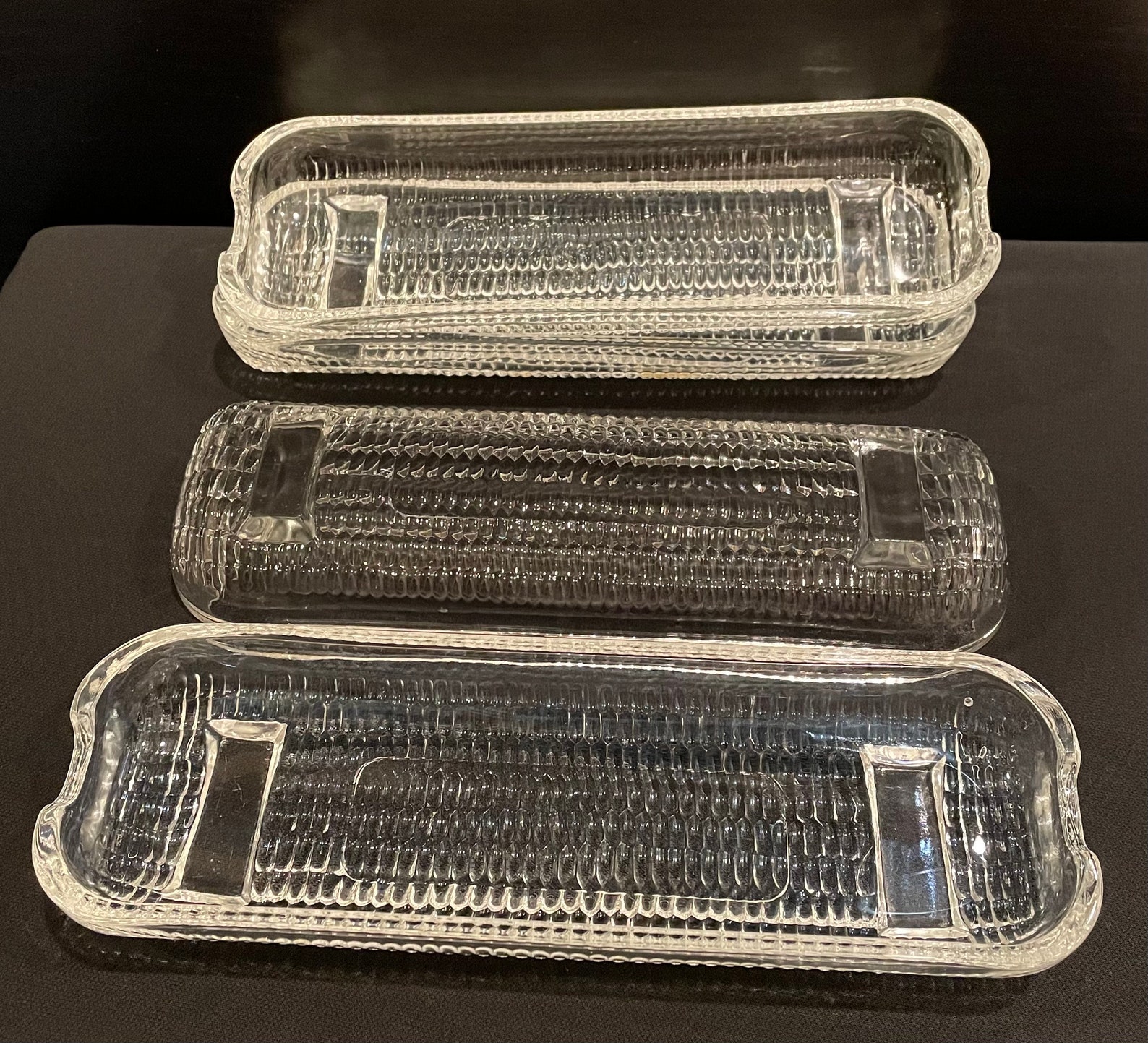 Set of 4 Vintage Glass Corn on the Cob Serving Trays Glass Etsy